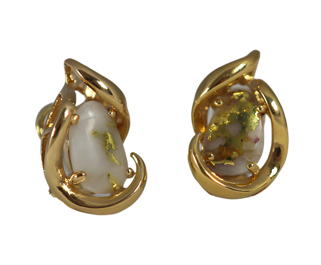 Gold-in-Quartz Swirl Stud Earrings